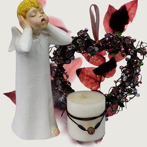 Vintage Weiss Hand Painted Singing Angel Pottery Figurine Brazil 15”BOY Preowned